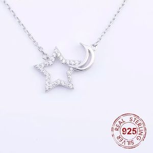 925 sterling silver Hallow star moon necklace